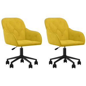 vidaXL Eetkamerstoelen draaibaar 2 st fluweel geel