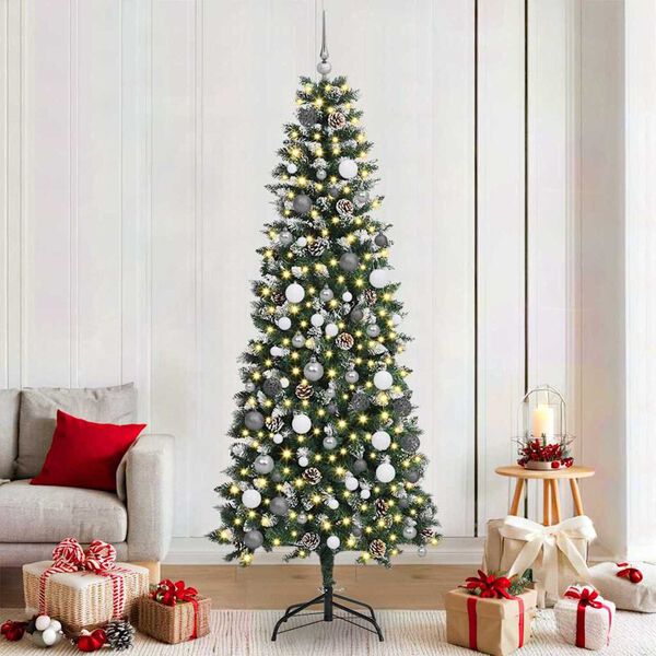 vidaXL Kunstkerstboom met 300 LED Groen 210 cm PVC en Plastic en Staal