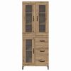vidaXL Highboard Artisan Eiken 69,5 x 34 x 180 cm Bewerkt hout