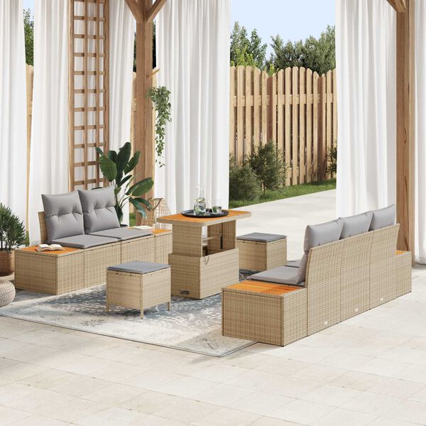 vidaXL Tuin Sofa Set met kussen met opslag 8 pcs Beige en Licht Grijs