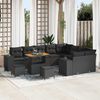 vidaXL Tuin Sofa Set met kussen 12 pcs Zwart poly rattan