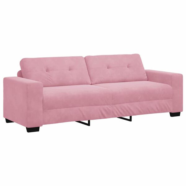 vidaXL | 3-Zits Sofa | met kussen Roze Fluweel