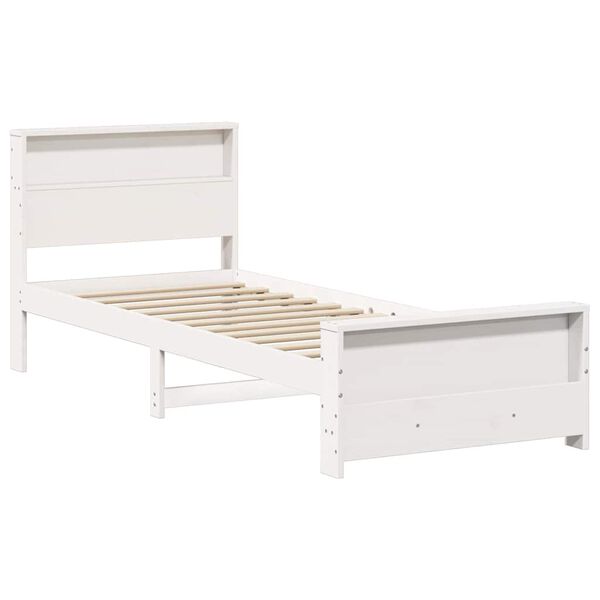 vidaXL Bedframe met hoofdeinde Wit 75 x 190 cm Bewerkt hout