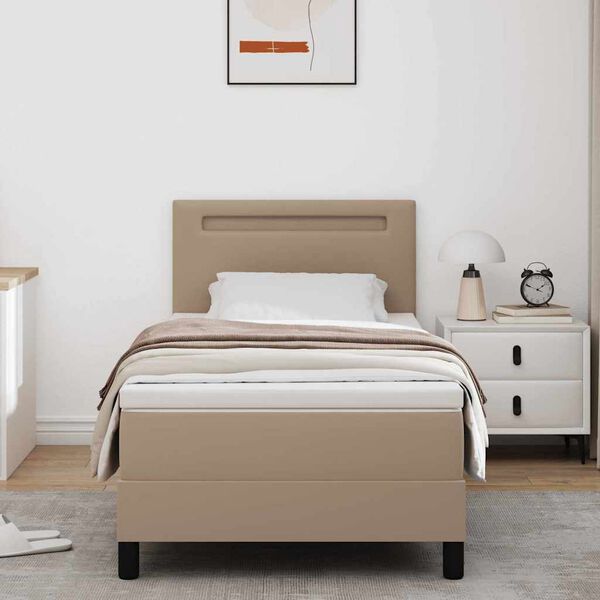 vidaXL Boxspringbed met matras Cappuccino 90 x 190 cm Kunstleer