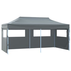 vidaXL Partytent met 4 zijwanden inklapbaar 3x6 m staal antraciet