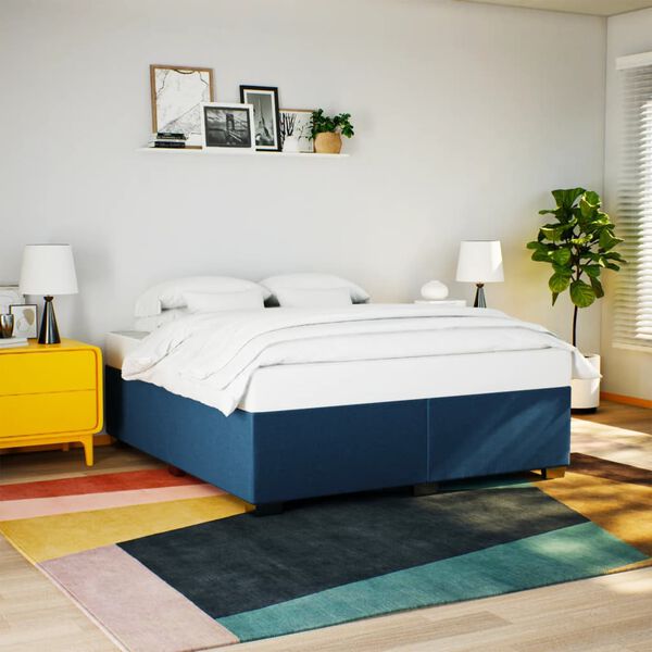 vidaXL Bedframe zonder matras stof blauw 200x200 cm