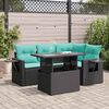 vidaXL 5-delige Loungeset met kussens poly rattan acacia zwart