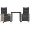 vidaXL 3-delige Tuinset met kussens poly rattan lichtgrijs