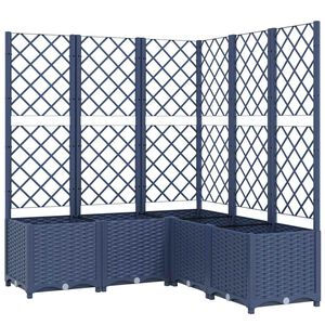 vidaXL Plantenbak met latwerk 120x120x136 cm polypropeen blauwgrijs