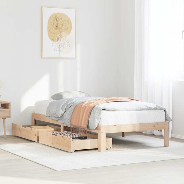 vidaXL Bedframe met lades massief grenenhout 90x190 cm