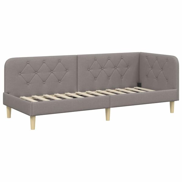vidaXL Hoekbedframe met hoofdeinde Taupe 80 x 200 cm Stof