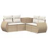 vidaXL Bankstel 5 st Beige en Cr&egrave;me Wit Poly Rattan en Staal