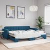 vidaXL Slaapbank met onderschuifbed 90x200 cm fluweel blauw