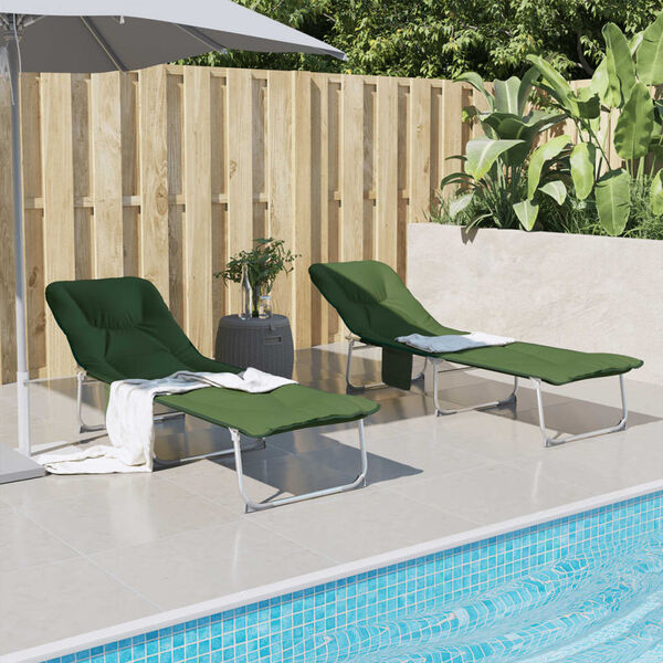 vidaXL Ligbed inklapbaar stof donkergroen