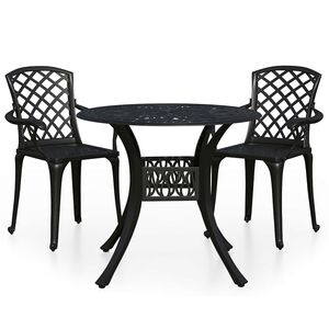 vidaXL 3-delige Bistroset gietaluminium zwart