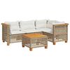 vidaXL 5-delige Loungeset met kussens poly rattan beige