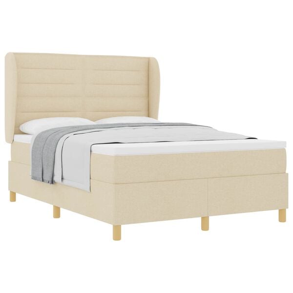 vidaXL Boxspringbed met Matras Donkergrijs 90x190 cm Cr&egrave;me Stof