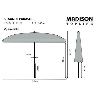 Madison Parasol Patmos Luxe rechthoekig 210x140 cm saliegroen