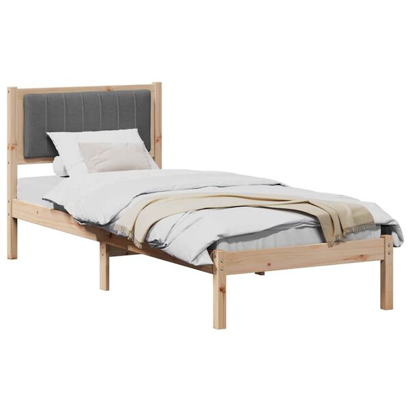 vidaXL Bedframe met Gevoerd Hoofdgedeelte Donkergrijs 75 x 190 cm