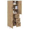 vidaXL Hoge kast met lade 2 pcs Artisan Eiken Ge&euml;ngineerd hout en glas
