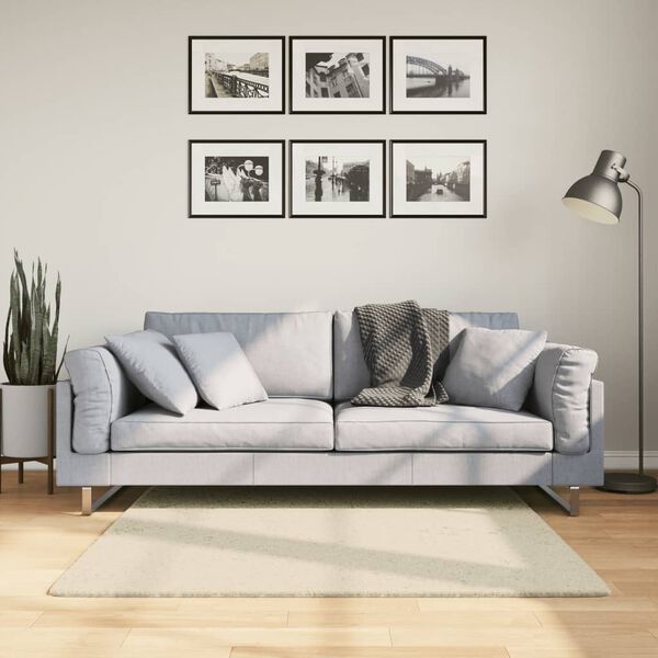 vidaXL Vloerkleed HUARTE laagpolig zacht wasbaar 120x120 cm cr&egrave;me