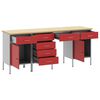 vidaXL Werk Cabinet met lade met opslag 4 pcs Rood 200 x 55 x 85 cm