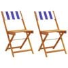 vidaXL Bistrostoelen 2 st massief acaciahout en stof blauw en wit