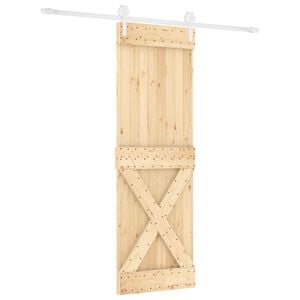 vidaXL Schuifdeur 80 x 210 cm Massief grenenhout Natuurlijk en Wit