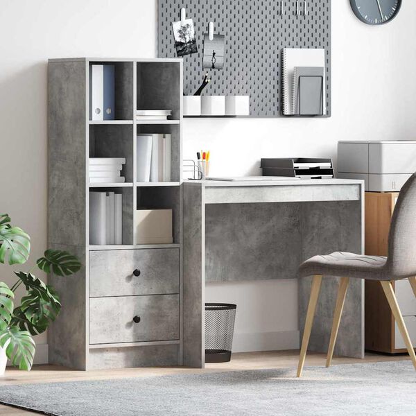 vidaXL Bureau met lade 2 pcs Beton Grijs