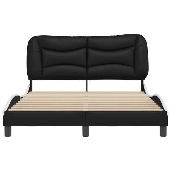 vidaXL Bedframe zonder matras "Hvar" kunstleer zwart en wit 140x190 cm
