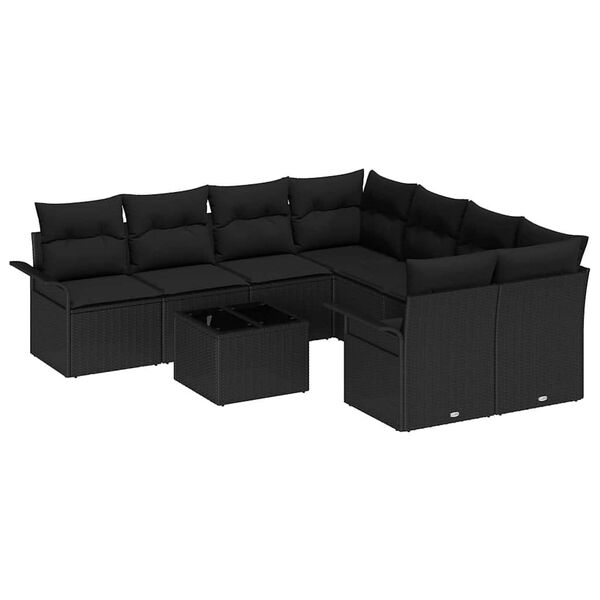 vidaXL Tuin Sofa Set 9 pcs Zwart Poly riet