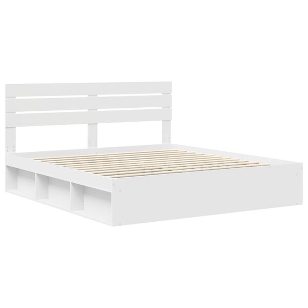 vidaXL Bedframe met hoofdeinde Wit 180 x 200 cm Massief grenenhout