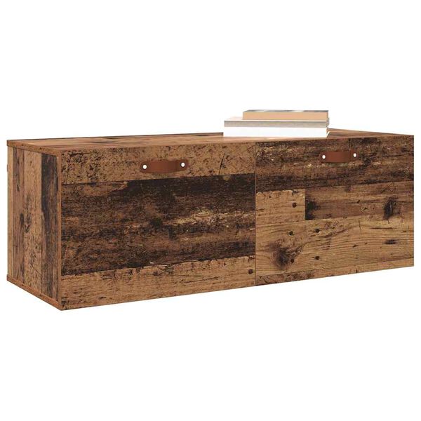 vidaXL Wandkast Wandgemonteerd Oudhout 100 x 36,5 x 35 cm Bewerkt hout