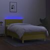 vidaXL Boxspring met matras en LED stof groen 90x200 cm