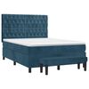 vidaXL Boxspring met matras fluweel donkerblauw 140x190 cm