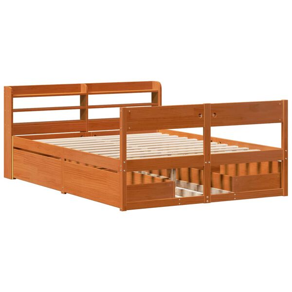 vidaXL Bedframe zonder matras massief grenenhout wasbruin 120x190 cm