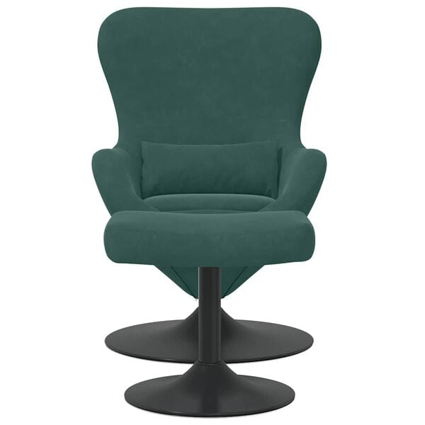 vidaXL Egg Chair met Voetsteun Donkergroen 63 x 73 x 90 cm Fluweel