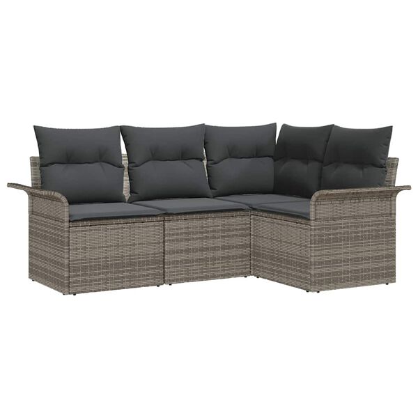 vidaXL Tuin Sofa Set met kussen 4 pcs Grijs poly rattan