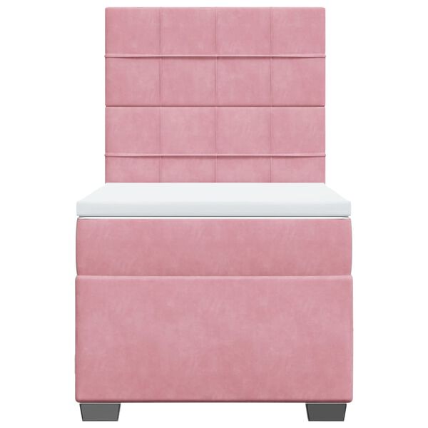 vidaXL Boxspring met matras fluweel roze 90x190 cm