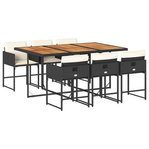 vidaXL 7-delige Tuinset met kussens poly rattan zwart