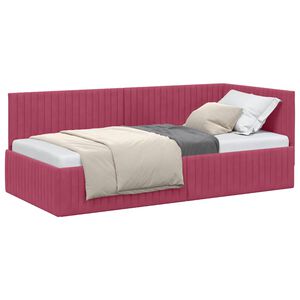 vidaXL Hoekbedframe met hoofdeinde Wijnrood 90 cm x 200 cm Fluweel