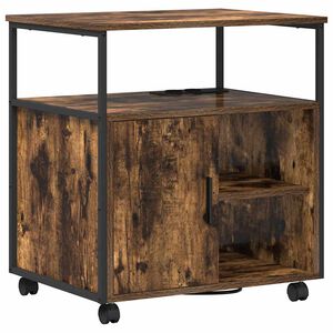 vidaXL Kast met Oplaadstation met wiel Gerookt eiken 61 x 46 x 67 cm