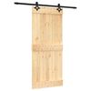 vidaXL Schuifdeur Naturel en Zwart 90 x 210 cm Massief Grenenhout