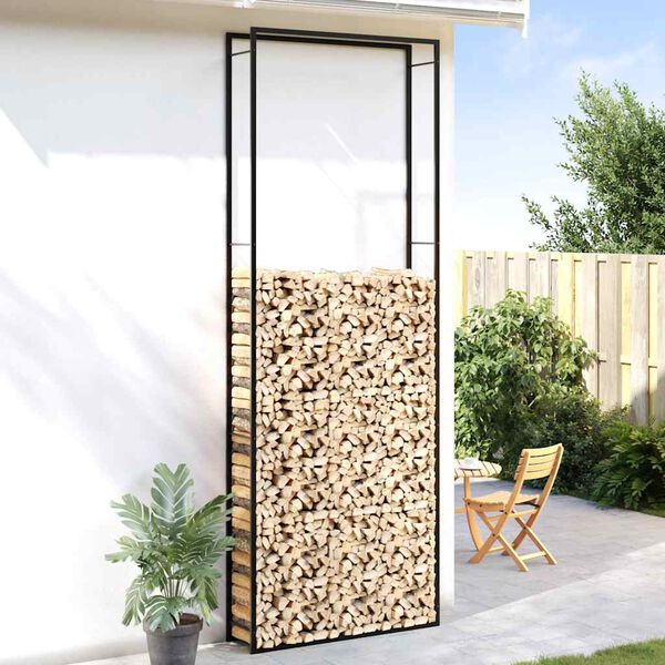 vidaXL Haardhoutrek 110x28x312 cm staal matzwart