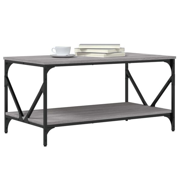 vidaXL Salontafel 90x50x45 cm bewerkt hout grijs sonoma