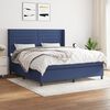 vidaXL Boxspring met matras stof blauw 160x200 cm
