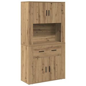 vidaXL Highboard artisanaal eikenkleurig 80 x 33 x 150 cm Bewerkt hout