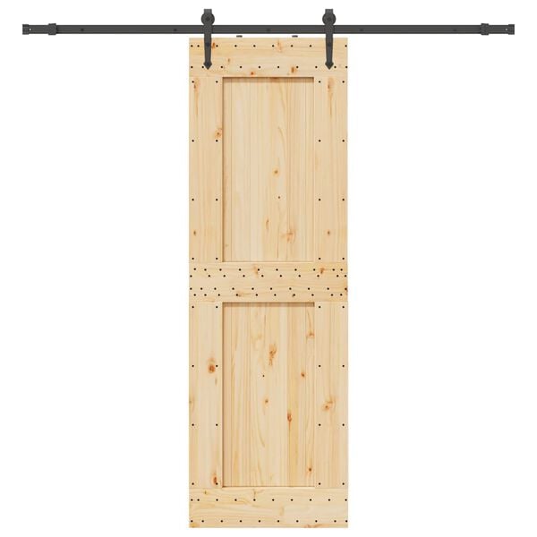 vidaXL Schuifdeur met beslag 70x210 cm massief grenenhout
