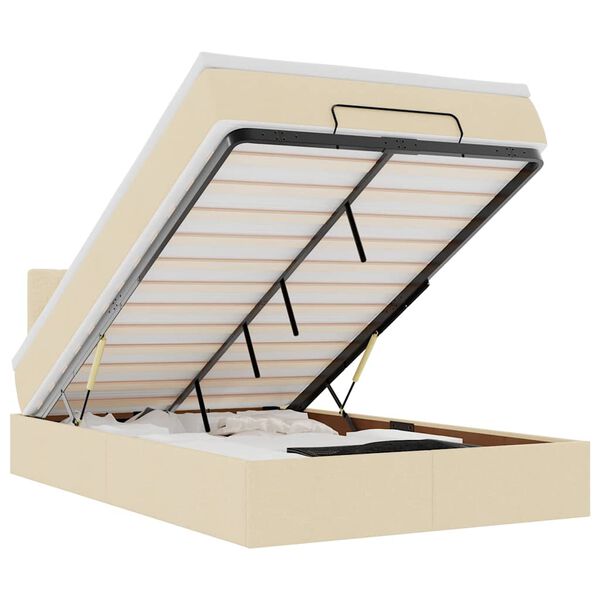 vidaXL Ottoman bed met matras 120x190cm stof cr&egrave;mekleurig