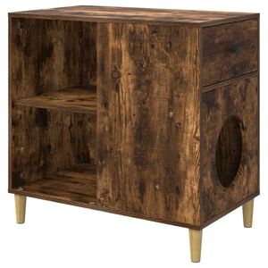 vidaXL Kattenhuis Gerookt eiken 72 x 42,5 x 70 cm Bewerkt hout